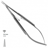 MK 293 (Chirmed) Микрохирургический держатель игл (150 мм, с замком, прямой кончик 0,8 мм)