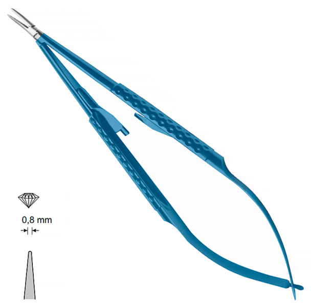 MK 293/T, TITANIUM (Chirmed) Мікрохірургічний тримач голок (150 мм, із замком, прямий кінчик 0,8 мм)