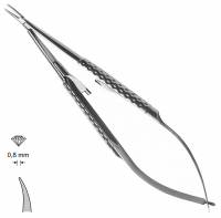 MK 294 (Chirmed) Мікрохірургічний тримач голок (150 мм, із замком, вигнутий кінчик 0,8 мм)