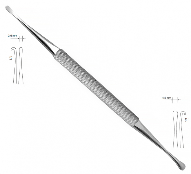 OR 10/M (Chirmed) Распатор крючок, 173 мм, 3х4.5 мм