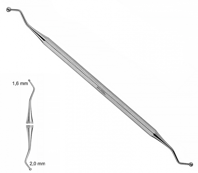 ST 1006 (Chirmed) Гладилка, двостороння кулька, 1.6x2 мм