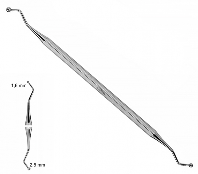 ST 1007 (Chirmed) Гладилка, двостороння кулька, 1.6x2.5 мм