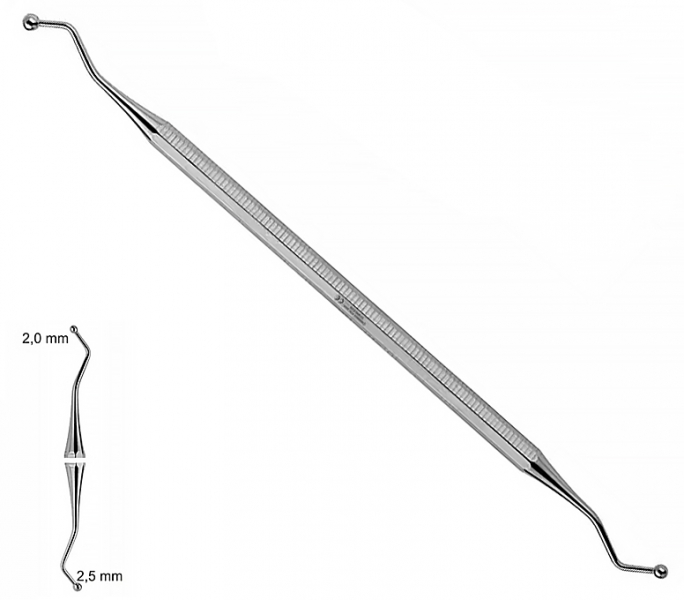 ST 1003 (Chirmed) Гладилка, двостороння кулька, 2x2.5 мм