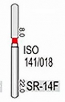 SR-14F (Perfect) Алмазний бор, продовження фісурний із закругленим кінцем, ISO141/018, червоний, 5 шт