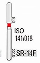 SR-14F (Perfect) Алмазный бор, удлиненный фиссурный с закругленным концом, ISO141/018, красный, 5 шт