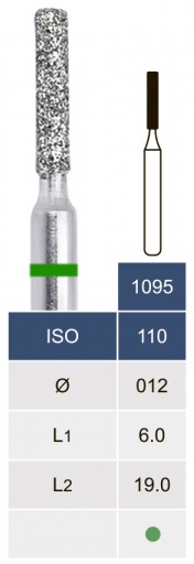 Бор алмазний Microdont 1095C (1.2 мм, циліндр зрізаний, зелений)