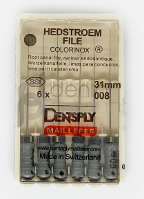 Hedstroem File (H-File) Colorinox, 31 мм (Dentsply) Хедстрем файлы, 6 шт (копия)