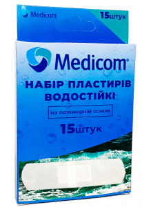 Набір пластирів Medicom Вологостійкі, на полімерній основі, прозорі (15 шт)