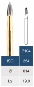 Бор карбидный Microdont 7104 (пламевидный, 1.4 мм, 12 граней)