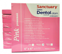 Коффердам латексный Sanctuary Pink Dental Dam 152х152 мм, 36 шт (розовый, средний, medium, латексный с ароматом мяты)