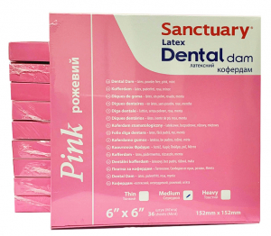 Коффердам латексний Sanctuary Pink Dental Dam 152х152 мм, 36 шт (латексний з ароматом м'яти)