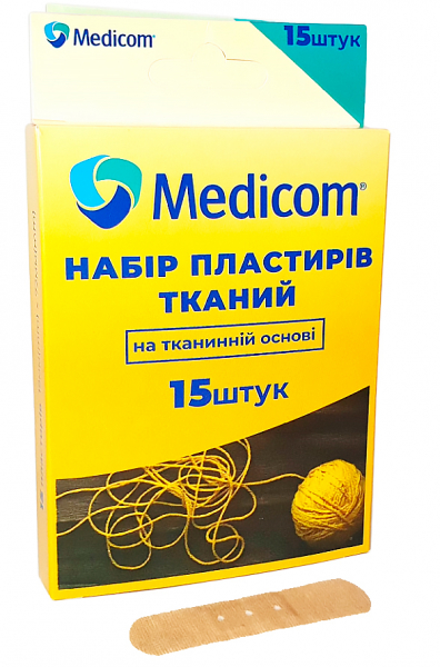 Набір пластирів Medicom Тканинний, на тканинній основі, тілесні (15 шт)