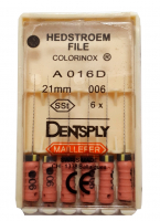 Hedstroem File (H-File) Colorinox, 21 мм (Dentsply) Хедстрем файли, 6 шт (копія)