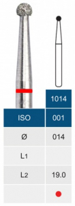 Бор алмазний Microdont 1014F (1.4 мм, сферичний, червоний)