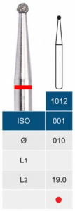 Бор алмазний Microdont 1012F (1 мм, сферичний, червоний)