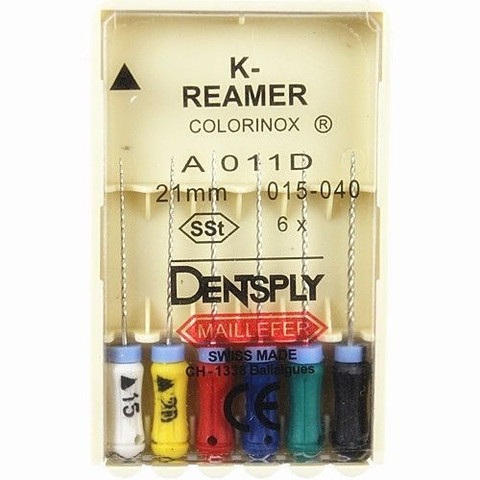 K-Reamer (К-Рімери) Colorinox, 25 мм (Dentsply) Ручні дрильбори, 6 шт (копія)