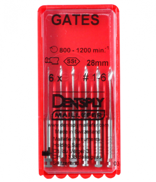 GATES MAILLEFER, 28 мм (Dentsply) Свердла кореневі, 6 шт