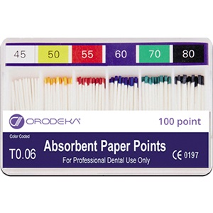 Бумажные штифты Orodeka Absorbent paper points (конусность 06, 100 шт)