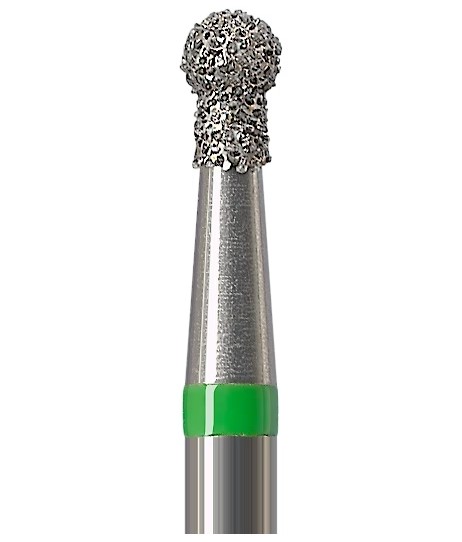 Алмазний бор Okodent 802 C (сферичний з буртиком, зелений, груба абразивність)