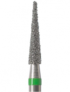 Алмазний бор Okodent 858 C (конус гострий, зелений, груба абразивність)