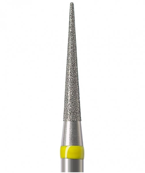 Алмазний бор Okodent 858 SF (конус гострий, жовтий, екстра-дрібна абразивність)
