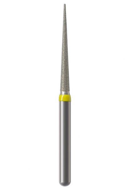 Алмазный бор Okodent 859L EF (конус острый, желтый, экстра-мелкая абразивность)