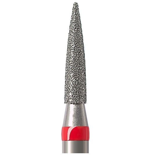Алмазный бор Okodent 861 F (пламя, красный, мелкая абразивность)