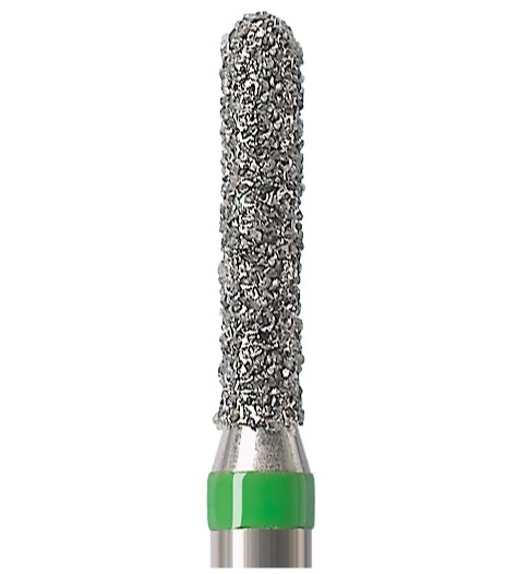 Алмазний бор Okodent 880 C (округлий циліндр, зелений, груба абразивність)