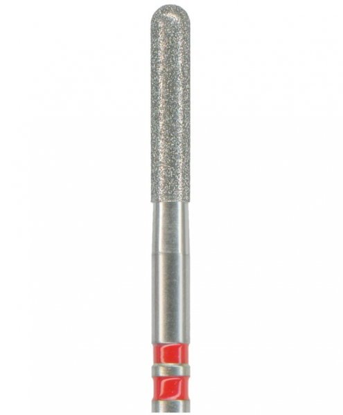 Алмазный бор Okodent Z881.012 F (по цирконию, цилиндрический, красный, мелкая абразивность)