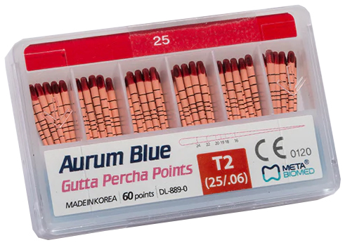 Aurum Blue T2, №25.06 (Meta Biomed) Гуттаперчевые штифты, 60 шт
