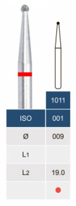 Бор алмазний Microdont 1011F (0.9 мм, сферичний, червоний) (ref.1011F)