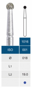 Бор алмазний Microdont 1016 (1.8 мм, сферичний, середній)