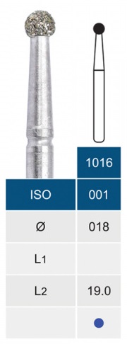 Бор алмазний Microdont 1016 (1.8 мм, сферичний, середній)