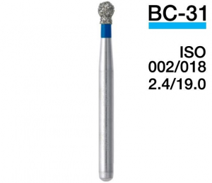 BC-31 (Mani) Алмазный бор, шаровидный с манжетой, ISO 002/018