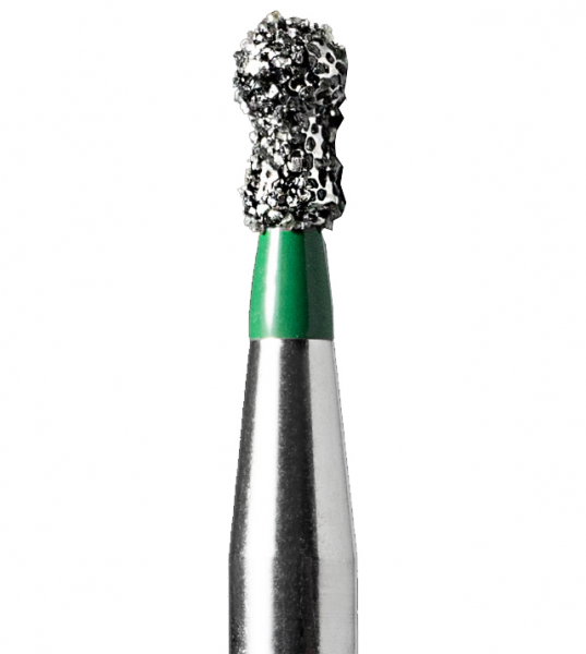 BC-42C (Mani) Алмазний бор, кулястий з манжетою, ISO 002/015, зелений
