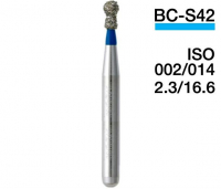 BC-S42 (Mani) Алмазный бор, шаровидный с манжетой, ISO 002/014