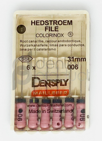 Hedstroem File (H-File) Colorinox, 31 мм (Dentsply) Хедстрем файли, 6 шт (копія)