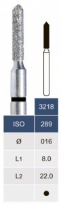 Бор алмазний Microdont 3218VC (1.6 мм, циліндр, конусне закінчення, чорний)