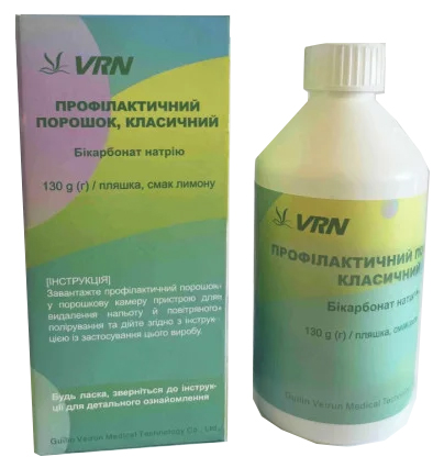 Бікарбонат натрію, 65 мкм (VRN) Профілактичний порошок для стоматологічного полірування, 130 г, надясневий, смак лимону