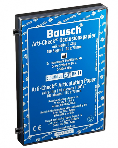 BK11 (Bausch) Артикуляційний папір, 40 мкм, синій (смужки, 100 шт, розмір 100х70 мм)