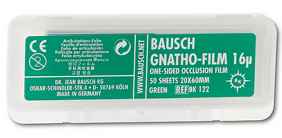 BK122 (Bausch) Артикуляционная фольга Гнато-фильм, 16 мкм, зеленая, односторонняя, 20х60 мм, 50 шт в блокноте