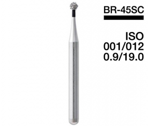 BR-45SC (Mani) Алмазный бор, шаровидный, ISO 001/012, черный