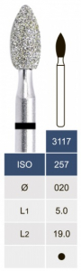 Бор алмазний Microdont 3117VC (2 мм, пламеподібний, чорний)