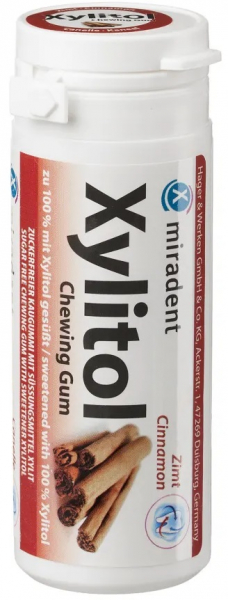 Жувальна гумка Miradent Chewing Gum Cinnamon, з ксилітолом проти ксеростомії Xylitol (30 шт)