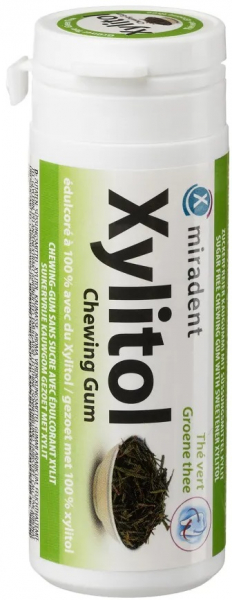 Жувальна гумка Miradent Chewing Gum Green Tea, з ксилітолом проти ксеростомії Xylitol (30 шт)