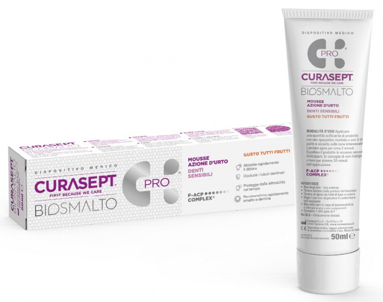 Мусс Curasept Biosmalto Impact Action Mousse Sensitive Teeth, для чувствительных зубов (50 мл)