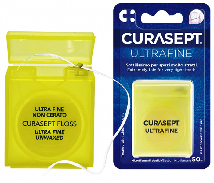 Зубная нить Curasept ULTRAFINE, UNWAXED  + CHX, 50 м, 1 шт