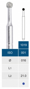 Бор алмазний Microdont 1019 (1.6 мм, сферичний, середній)