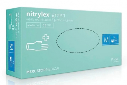 Рукавички нітрилові Mercator Medical Nitrylex зелені (50 пар)
