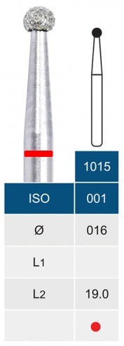 Бор алмазний Microdont 1015F (1.6 мм, сферичний, червоний)